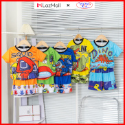 Combo 5 đồ bộ bé trai quần áo trẻ em MIMYKID in 3D hoạt hình cực hót sắc