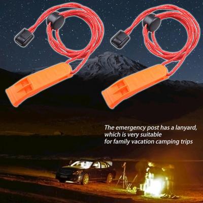 Camping Whistle Plastic Double Holes Lanyard Emergency Whistle Loud Waterproof	durable Survival Sounder For Hiking/Secure/sports Survival kits