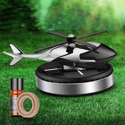 【DT】  hotCar Helicopter Air Freshener Solar Power Plane Fragrance Diffuser Ornament Dashboard Perfume Decoration Hot Sale Car Helicopter