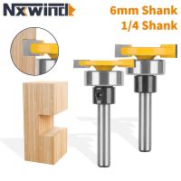 NXWIND 1PC 6MM 6.35MM Shank T Type Bit พร้อมแบริ่งด้านล่างเราเตอร์บิตเครื่องตัดมิลลิ่งงานไม้สําหรับไม้ Bit Face Mill