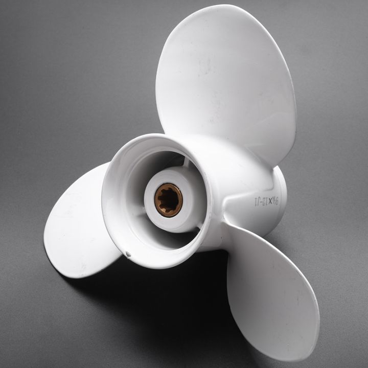 ship-engine-outboard-propeller-3-bladed-rotary-paddle-683-45941-00-el-9-1-4-x-12-for-yamaha-9-9-15hp-aluminum-8-spline-tooths-diameter-235mm-white-3