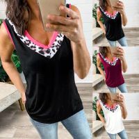 Summer Tanks Camis Women Leopard V-neck Spaghetti Strapless Vest Sleeveless Casual Loose Camisole Harajuku camisetas de mujer