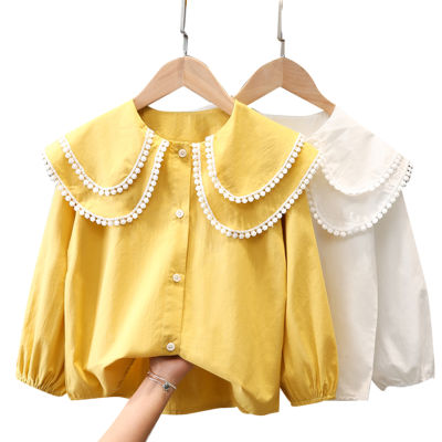 Girls White Blouse Solid Color Blouse Girl Spring Autumn Blouses Childrens For Girls Casual Childrens Clothing Girl 6 8 10 12