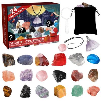 Christmas Ore Advent Calendar Treasure Ore Guessing Fun Toy with Minerals Specimens 24 Days Gemstone Ore Collection Calendar for Adults Kids fitting