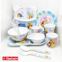 [ขายแยกชิ้น] จานชามเมลามีน ช้อนส้อมเด็ก ถาดหลุม แก้วน้ำ หมีพูห์Disney POOH JIGSAW  Flowerware ศรีไทยซุปเปอร์แวร์ / 1 ชิ้น ; item sell SEPERATELY