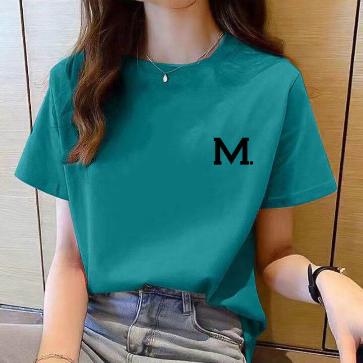 เสื้อยืดผู้หญิงแขนสั้นพิมพ์ลายใหม่-เสื้อแฟชั่นลำลองเรียบง่ายฤดูร้อน