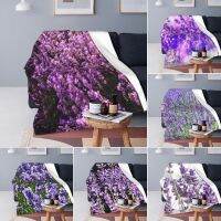 New Style Beautiful Lavender Floral Print Throw Blanket Purple Adorable Flower Sleep Soft Blanket Fashion Fuzzy Fleece Bedspread King Size