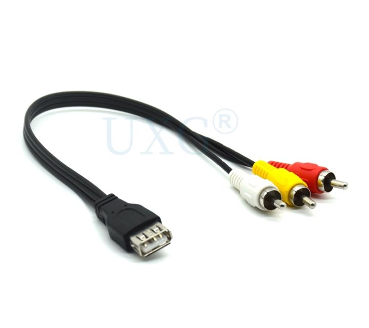 chaunceybi-1pc-usb-male-plug-to-3-female-audio-converter-video-a-v-cable-tv-television-wire-cord
