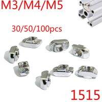 1515 Aluminum Profile with Slot Groove M3/M4/M5 Nickel Plated T Bolt Hammer Head Nut 30/50/100pcs