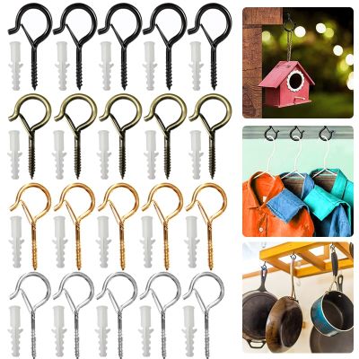 10/20Pcs Q Hanger Hooks with Safety Buckle Windproof Ceiling Screw Metal Hooks for Hanging Plants Outdoor Wire String Lights