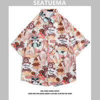 SEATUEMA Casual Shirts  Japanese การ์ตูน Shirts  เสื้อแฟชั่นสำหรับบุรุษและสตรี