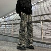 、’】【= 2023 Streetwear Fashion Casual Loose Camouflage High Waist Elastic Waist Wide Leg Korean Mens Clothes Trousers Sports Pants