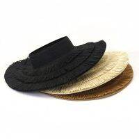 【CW】 Designer empty top hat for big brim straw 3 layer fringed edge fashion retro outdoor vacation beach sun