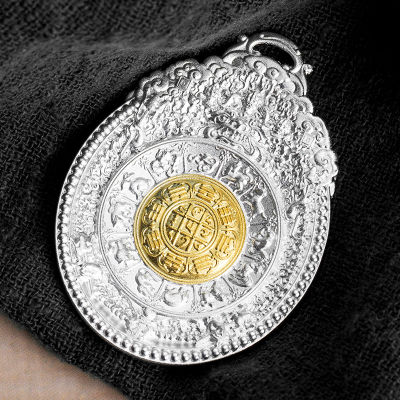On Sale Original S999เงิน Jiugong Bagua ยี่ห้อทิเบตพระพุทธรูปเอวยี่ห้อ Amulet จี้พระพุทธรูปทิเบตเนปาล