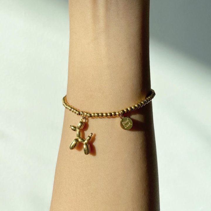 imean-store-poodle-bracelets-with-18k-gold-ข้อมือห้อยจี้พุดเดิ้ล-สามารถยืดได้-บริการเก็บเงินปลายทาง