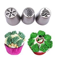 【hot】 3 pcs/set Snow Christmastree Russian Icing Piping Nozzles Fondant Decorating Sets