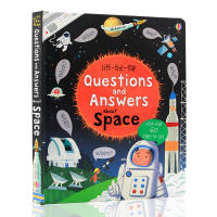 Usborne produces lift the flap questions and answers about space English original picture book cardboard book flip book open childrens popular science book