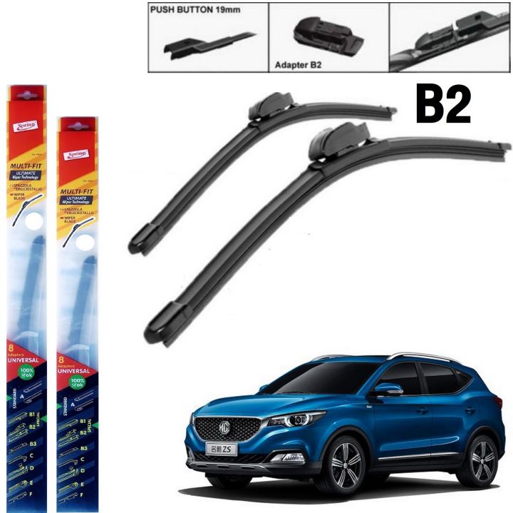 Spring ใบปัดน้ำฝน (2ชิ้น) MG 3 , MG 5 , MG EP , ZS , HS , GS, Extender (B2-type), MG 6 (B1-type) Silicone Frameless Wiper Blade