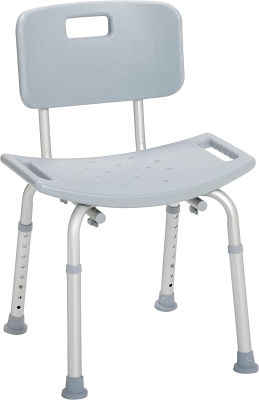 Drive Medical RTL12202KDR Bathroom Bench with Back, Gray Bench Chair With Back Grey
