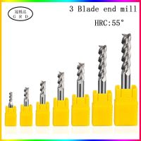 HRC55 เครื่องกัดอลูมิเนียมขลุ่ย 3 ชิ้น 1mm-16mm 1.5mm 2.5mm 4mm 6mm 8mm 12mm collet cnc milling machine lathe tool holder mill