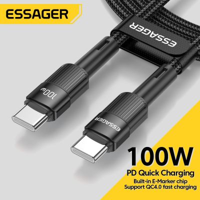 Essager 100W USB Type C To USB C Cable USB-C PD Fast Charging Charger Wire Cord For Macbook Samsung Xiaomi Type-C USB C Cable Docks hargers Docks Char
