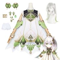 ☂ ชุดคอสเพลย์อนิเมะ Genshin Impact Nahida Cosplay Costume Genshin Lesser Lord Kusanali Wig Halloween Maid Costume Dress