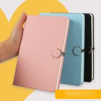 L74A Classic Business Ruled Notebook A5 Leather Notepad Personal Planner Unique Round Magnetic Metal Ring Lock Office Notepad