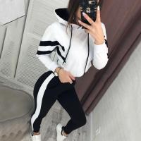 Holiday Discounts Autumn Spring 2 Piece Set Women Striped Tracksuit Casual Long Sleeve Crop Top And Sweatpants Short Hoodies Clothing Female Suit