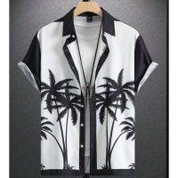 Coconut Tree Shirts For Men 3d Printed Loose Oversized Shirts And Blooms Summer Casual Short Sleeves High-Quality MenS Clothing