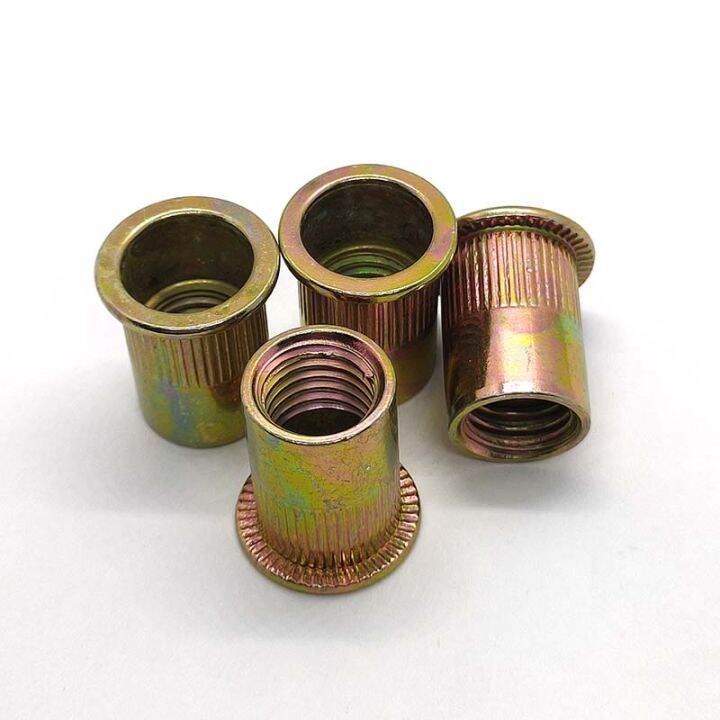 m12x24-zinc-plated-carbon-steel-knurled-nuts-rivnut-flat-head-threaded-rivet-insert-nutsert-cap-rivet-nut