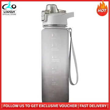 1100ml Sports Water Bottle With Time Marker Bpa Free & Leak Proof
