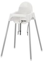 ANTILOP Highchair with safety belt, white, silver-colour,No Tray (อันติลูป เก้าอี้สูงพร้อมเข็มขัดรัด, ขาว/สีเงิน/ไม่มีถาด)