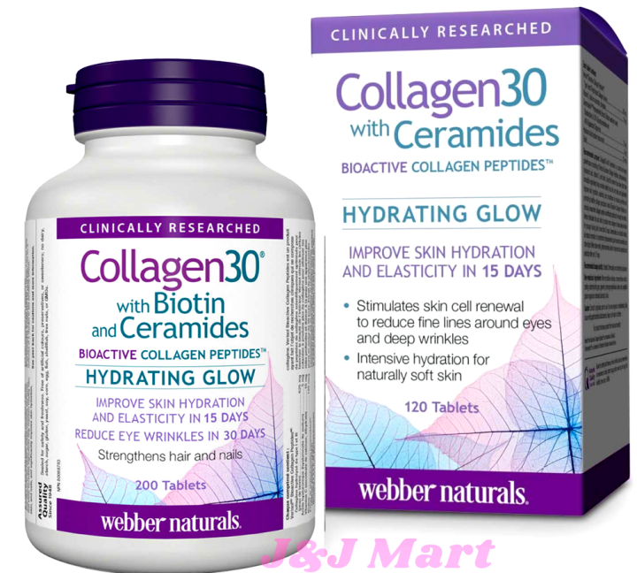 Collagen 30 with Biotin and Ceramides, 200 Tablets Webber Naturals