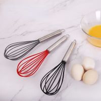 ✉ 10 inch Silicone Egg Beater Drink Whisk Mixer Manual Stainless Steel Handle Egg Cream Stirring Blender Kitchen Baking Tools