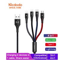 Ori Mcdodo 4 in 1 สายชาร์จ USB Type-C สําหรับ Micro USB สายชาร์จ เข้ากันได้กับ iPhone Xs Max XR X 8 7 Huawei USB C สายเคเบิลข้อมูลที่รวดเร็ว