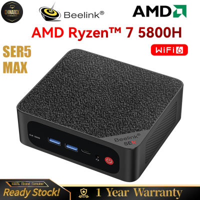 ⚡แฟลชเซล⚡Beelink R7 SER5 Pro 5800H หน้าต่างพีซีขนาดเล็ก11 Pro AMD Ryzen7 16GB 32GB DDR4 500GB SSD Wifi6จอแสดงผลสามจอ4K HD เดสก์ท็อป Type C