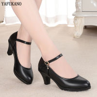 Professional Platform Square Heel High Heels Fashion OL Black Round Toe Work Single Shoe  Spring Women Pumps Plus Size 40,41