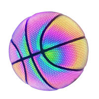 Colorful Reflective Basketball Ball Faux PU Leather Basketball Holographic Party Home Outdoor Decoration Kid Night Game