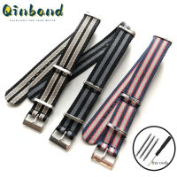 Qinband ผ้านาฬิกาไนลอนนุ่มเปลี่ยนสายข้อมือถักอุปกรณ์สายรัดแฟชั่นสากลสายรัดข้อมือ20Mm