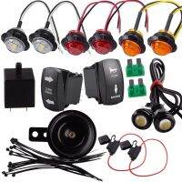 Turn Signal Horn Reverse Rocker Switch LED Light Kit Fit for Honda Can-Am Golf Cart Polaris Kawasaki Yamaha ATV UTV Arctic Cat