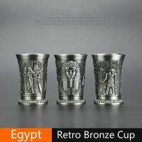 Ancient Egypt Myth Archaize Copper Cup Shot Glasses 3D Relief Cleopatra Rameses Rah Silvery Liquor Cocktail Wine Glass 3 Pcs/Lot