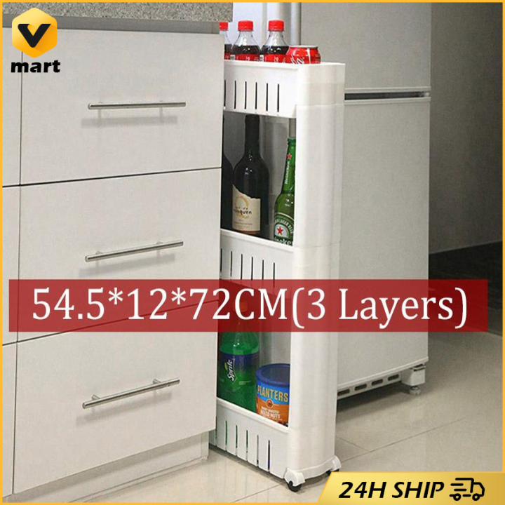 Kitchen Storage Shelf 3 Layers Gap Kitchen Storage Rack Slim Slide