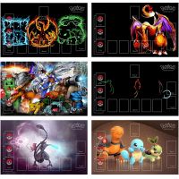 【LZ】 PTCG Pokemon Card 1st Edition Charizard Mewtwo Pikachu Fighting Battle Game Table Mat 60x37 Game Collection Cards Kids Gift Toys