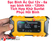 Sạc Bình Ắc Qui 12v - 6a sạc bình 4Ah - 120Ah Tích Hợp Khử Sunfat