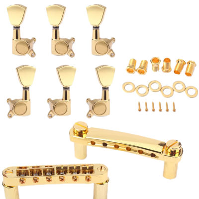 A Set Gold String Saddle Tune-O- Bridge&amp;Tailpiece For Gb Lp Style Electric Guitar