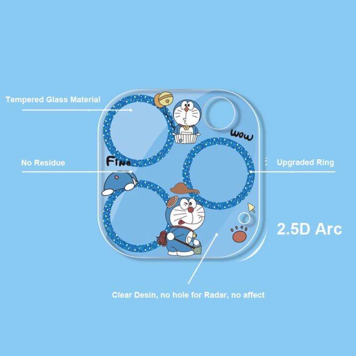 กล้องรักษาความปลอดภัยป้องกันลายการ์ตูนสำหรับ-iphone-13-14-pro-max-อุปกรณ์ป้องกันเลนส์กากเพชรโปร่งใสกระจกเทมเปอร์แวววาว