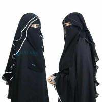 （A Simple）◐☂ஐ Niqab Butterfly 2-Layer By Al Exclusive 2 Layer Jetblack Syahra