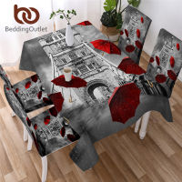 BeddingOutlet Red Umbrella Tablecloth Waterproof Table Cloth England London Home Decor Tower Bridge on River Thames Table Cover