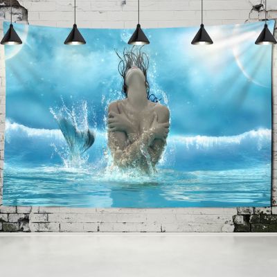 【CW】▫┇✟  Real Scene Tapestry Wall Hanging Hippie Sea Bedroom Dorm Tapiz