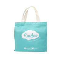 Kindee คินดี้ ถุงผ้ารักษ์โลก สีฟ้า เนื้อผ้าแข็งแรง พรีเมี่ยม จุของได้เยอะ